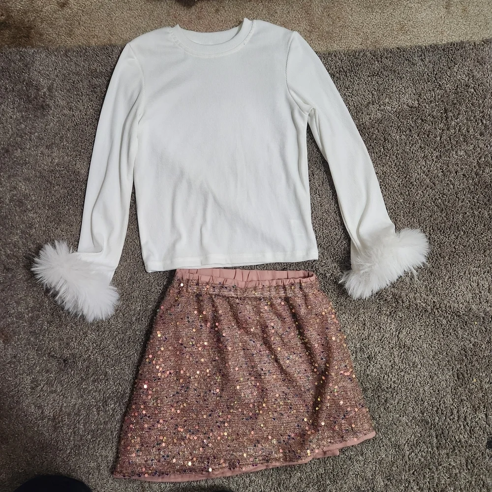 SHEIN White and Pink Kids Matching Set